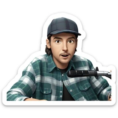 plaid shirt microphone portrait sticker