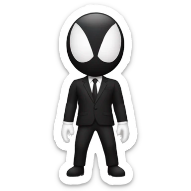 "Create an emoji-style Spider-Man Venom with a round face, large white eyes, and a black suit with a white spider emblem. Keep the design simple and dark, with a minimal background." sticker