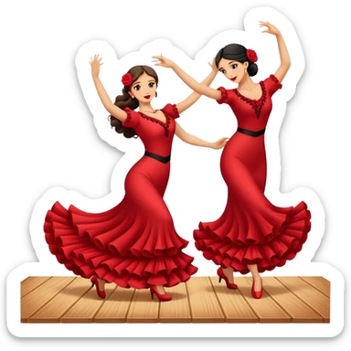 Spanish flamenco dancers dancing on a wooden floor sticker