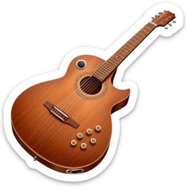 Cinematic Realistic Guitar, smooth mahogany body with intricate wood grain, steel strings reflecting soft light, gentle hand positioning on the fretboard, glowing with warmth and musical soul. sticker