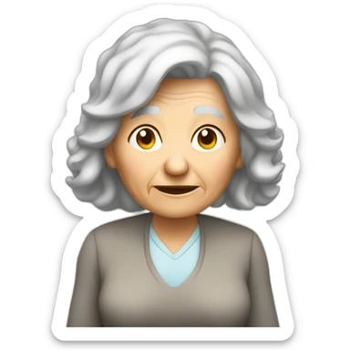 old woman in cell phone sticker