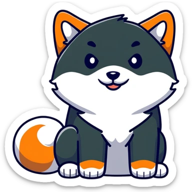 black Shiba Inu dog with fox-like appearance and curled tail sticker