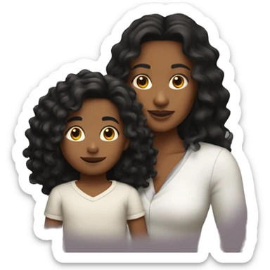 me with my 4-year-old son. I’m a Colombian woman with long wavy black hair and hazel eyes. My son, mixed French, Congolese, and Colombian, has slightly darker skin, curly hair on top, short sides, and black eyes.” sticker