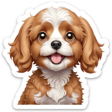 Cinematic Comical Apricot Cavoodle Portrait Emoji, Head tilted dramatically with an exaggeratedly shocked or offended expression, featuring a soft, curly apricot coat with charming white patches, wide, expressive brown eyes filled with exaggerated disbelief, Simplified yet hilariously expressive features, highly detailed, glowing with a slightly sassy glow, high shine, dramatic yet playful, stylized with an air of attitude, bright and endearing, soft glowing outline, capturing the essence of a sassy and over-the-top companion, so meme-worthy it feels like it could side-eye its way into internet fame instantly! sticker