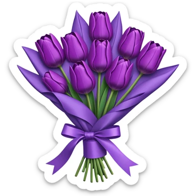 purple tulip bouquet with purple paper wrap sticker