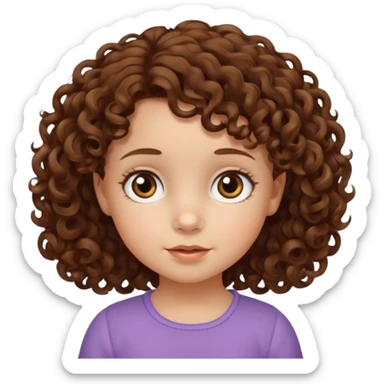 3yr old girl little curly brown hair brown eyes sticker