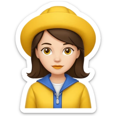 brunette woman with yellow dutch clothing sticker
