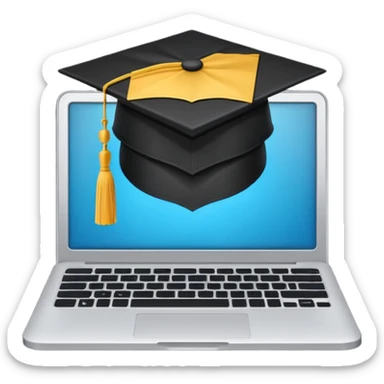 open laptop with graduation cap above it sticker