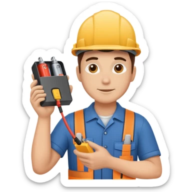 electrician installing a azimut battery sticker