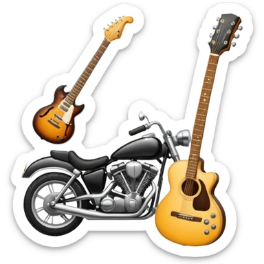 We're creating a quiz for a New Year's Eve team. The idea is that people have to guess which emoji belongs to which person from three emojis. Now it's up to you to make one whole emoji from the following three emojis.  🏍🎸🍻 sticker