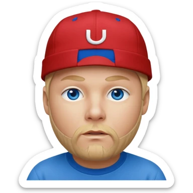 Fred Durst red cap back, blonde hair, blue eyes sticker