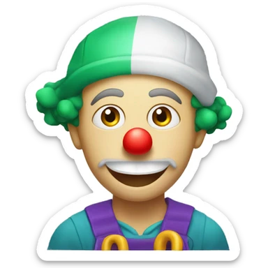 clown face emoji as a plumber fixing crooked pipe under the sink sticker