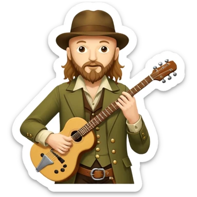 Jethro Tull (Band): A legendary British progressive rock band led by Ian Anderson, named after the 18th-century agriculturist. jethro holds an elecric guitar sticker
