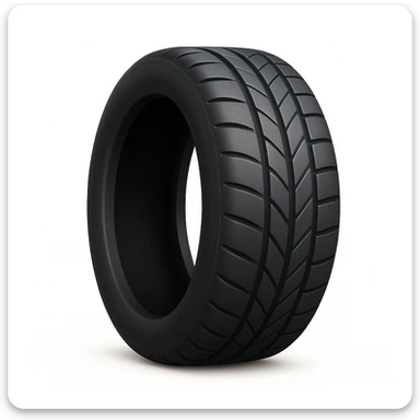 Remove the rim from the tire as shown in the reference image. Keep the iOS emoji style with 3D, shiny, smooth gradients, soft shadows, realistic tire texture, and classic emoji look unchanged. Add a subtle highlight to the tread. sticker