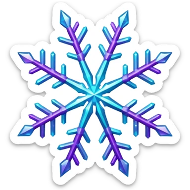 cyan and purple snowflake glitter sticker