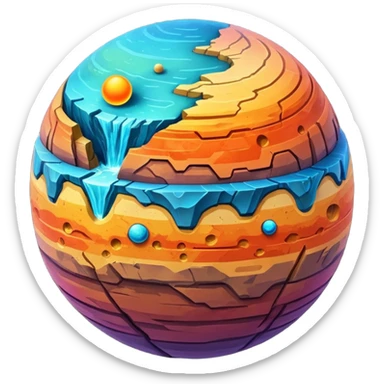 Planet separated into layers sticker