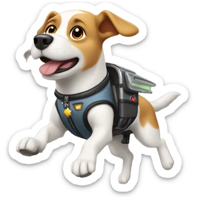 dog flying with a jetpack sticker
