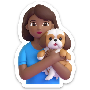 dark-skinned woman holding a Shih Tzu dog sticker