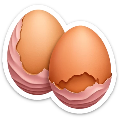 two skin tone peachy beige-pink egg shaped balls/spheres, both same size and same color, add a bumpy, loose, wrinkly skin texture with folds to both.  sticker