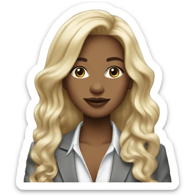 Blonde long hair Tiffany diamond seller in a grey suit sticker