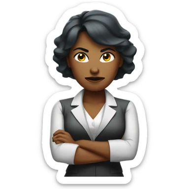 Angry arms crossed business woman sticker