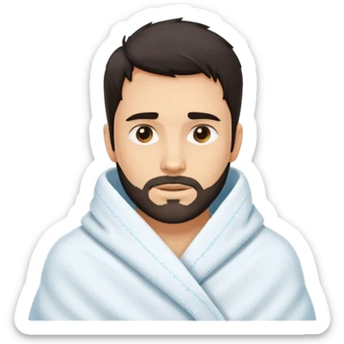 Man who is also a wet towel. Dark hair and dark facial scruff sticker
