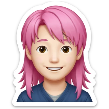 korean boy with long pink hair sticker