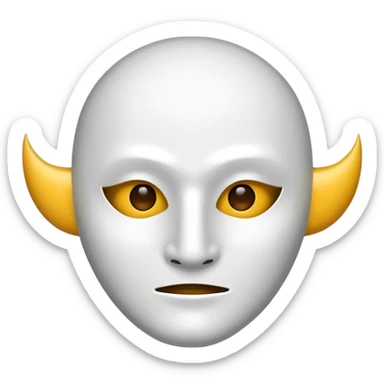 blank white no mouth hole masculine mask moon crescent hole  on forehead  sticker