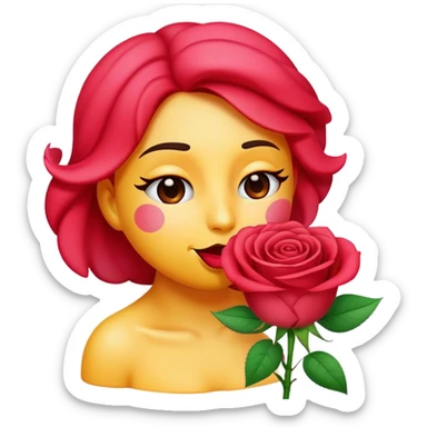 an emoji that smells a rose  sticker