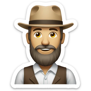Amish man white with brown straw hat building a building with beard without a mustache with suspenders sticker