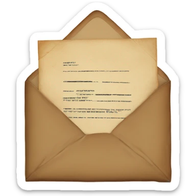 an envelope containing a vintage letter with a light brown stamp in the middle  sticker