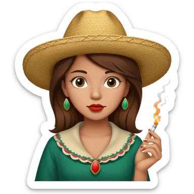 Mexican girl with brown hair smoking cigarette sticker