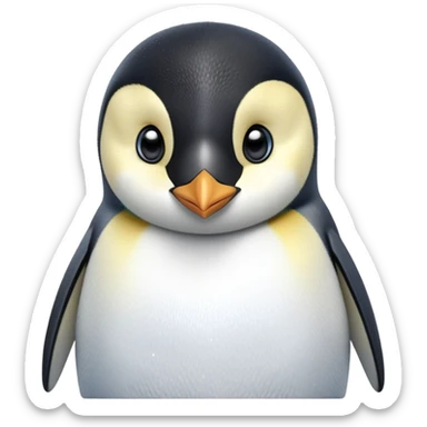 cinematic-cute-emperor-penguin-portrait-emoji,-head-tilted-playfully-and-inquisitively,-with-glossy,-pristine-plumage-accented-by-a-bright-beak-and-round,-sparkling-eyes-filled-with-curiosity,-simplified-yet-irresistibly-adorable-features zoomed into the face sticker