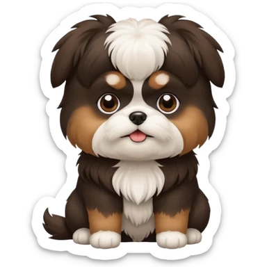 Fluffy black and brown shi tzu, pomeranian, maltese dog  sticker