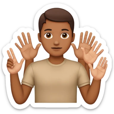 Tête qui a 2 mains l’une qui tient un 6 l’autre un 7 sticker