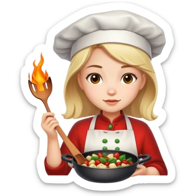 Girl cooking burned christmas food sticker