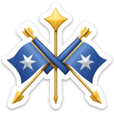 A flag with a green background, 3 arrows in the centre crossing eachother, and 12 stars arching over them. sticker