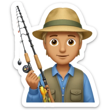 a man with a fishing rod sticker