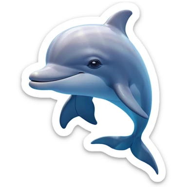 Cinematic Dreamy Dolphin Portrait Emoji, Floating serenely in a gentle sea of soft light, with a relaxed, streamlined body and half-closed, drowsy eyes that reflect a peaceful underwater lullaby, and a subtle, contented smile, Simplified yet irresistibly adorable features, highly detailed, glowing with a soft, dreamy aquatic radiance, high shine, calm and enchanting, stylized with an air of sleepy marine wonder, soft glowing outline, capturing the essence of a super cute dolphin that appears ready to drift into a sweet, soothing nap! sticker