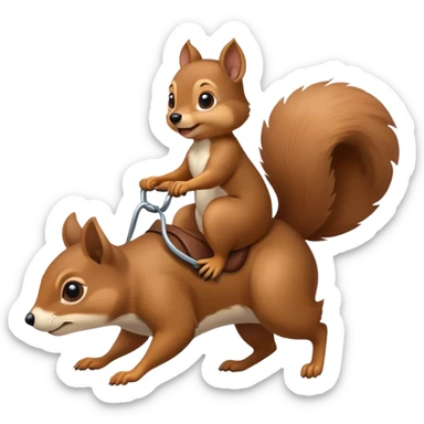 Dog riding a squirrel  sticker