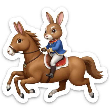 Exciting rabbit galloping on the back of a horse sticker
