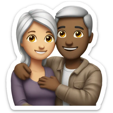 couple hug with warm smiles sticker