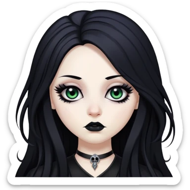 pretty long hair gothic baddie with eyeliner sticker