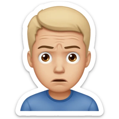 man frustrated by lack of money sticker