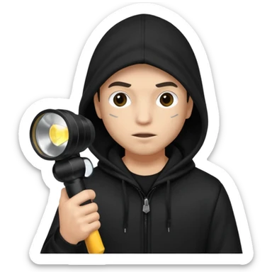 Thief with black hood and flashlight sticker