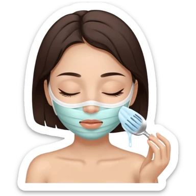 girl brunette getting a deep facial cleansing eyes closed sticker