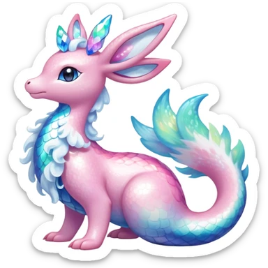 Shiny Exotic Colorful Ethereal Sparkly Sylveon-Lapras-Flaaffy-Amaura-Aurorus-Fakémon-hybrid-creature (full body)  sticker