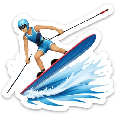An icon featuring a close-up collage of water skis, splashing water across the surface. The design highlights the motion of the skis cutting through the water and the boat’s wake. Transparent background emphasizes the thrill of water skiing. sticker