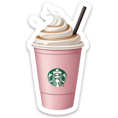 Starbucks pale pink paper cup of coffee with a straw sticker