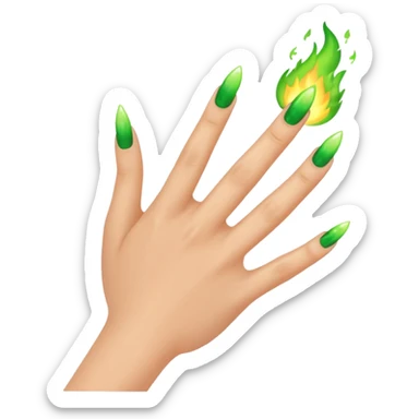 world of warcraft warlock hand with green fire checking nails like a pedicure was just done. just the hand sticker
